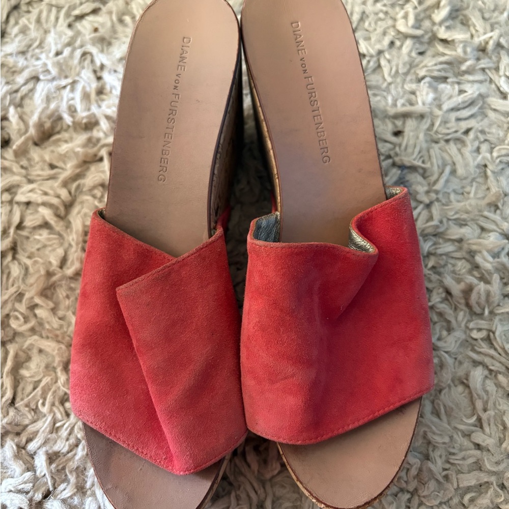 Diane Von Furstenberg Pink Mules Suede Slip-On